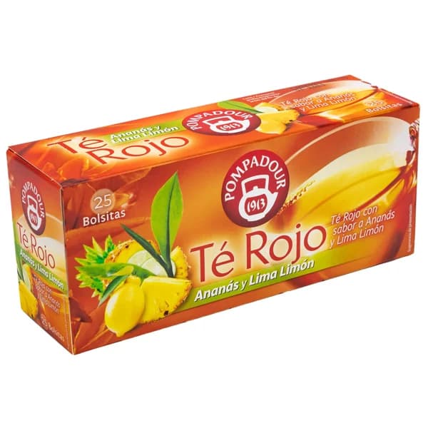 POMPADOUR Té rojo con piña y lima limón 25 uds. de 1,75 g, - 1 ud - Imagen del producto en Findit