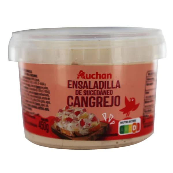 AUCHAN Ensaladilla de sucedáneo de cangrejo, lista para tomar 450 g. Producto Alcampo - 0.45 kg - Imagen del producto en Findit