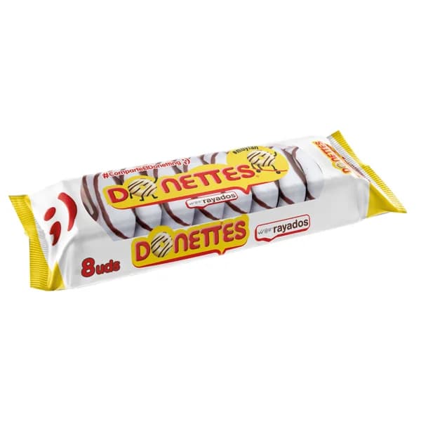 DONETTES Mini rosquillas bañadas de chocolate blanco 8 uds 189 g. - 0.19 kg - Imagen del producto en Findit