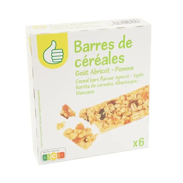 PRODUCTO ECONÓMICO ALCAMPO Cereales en barrita con manzana y albaricoque PRODUCTO ECONÓMICO ALCAMPO 21 gr.pack de 6 uds. - 0.13 kg - Imagen del producto en Findit