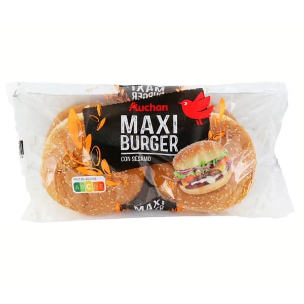 PRODUCTO ALCAMPO Pan maxi burger con sésamo auchan 4 uds 300 g - 0.3 kg - Imagen del producto en Findit