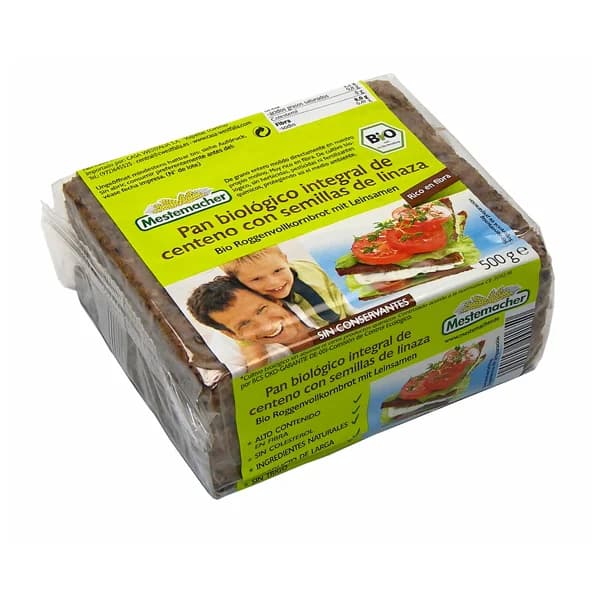 MESTEMACHER Pan integral de centeno con semillas de linaza MESTEMACHER Bolsa de 500 g. - 0.5 kg - Imagen del producto en Findit