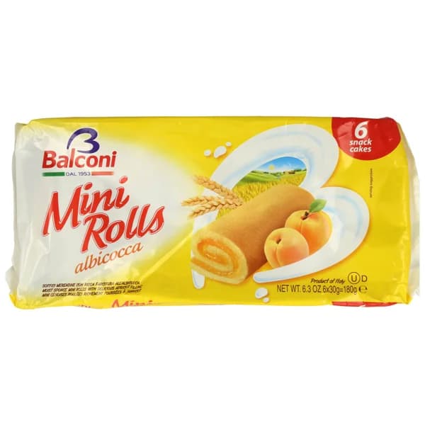 BALCONI Minii Rolls albaricoque 6 uds 180 g. - 0.18 kg - Imagen del producto en Findit