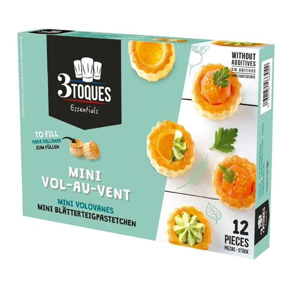 3 TOQUES Minis Vol-Au-Vents (volovanes) para relenar 12 uds. 66 g. - 0.07 kg - Imagen del producto en Findit