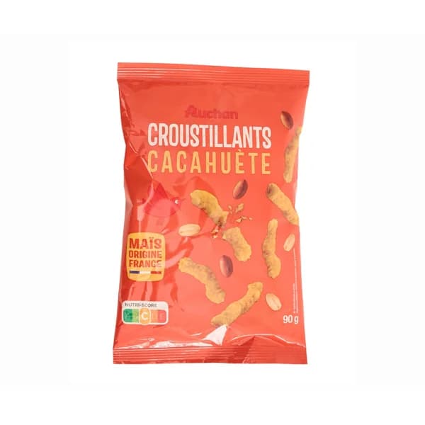 PRODUCTO ALCAMPO Snack de palitos de maíz con sabor a cacahuete AUCHAN CROUSTILLANTS bolsa de 90 g. - 0.09 kg - Imagen del producto en Findit