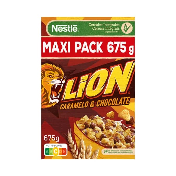 NESTLÉ Cereales de trigo tostados con chocolate y crema sabor a caramelo NESTLÉ LION 675 g. - 0.68 kg - Imagen del producto en Findit