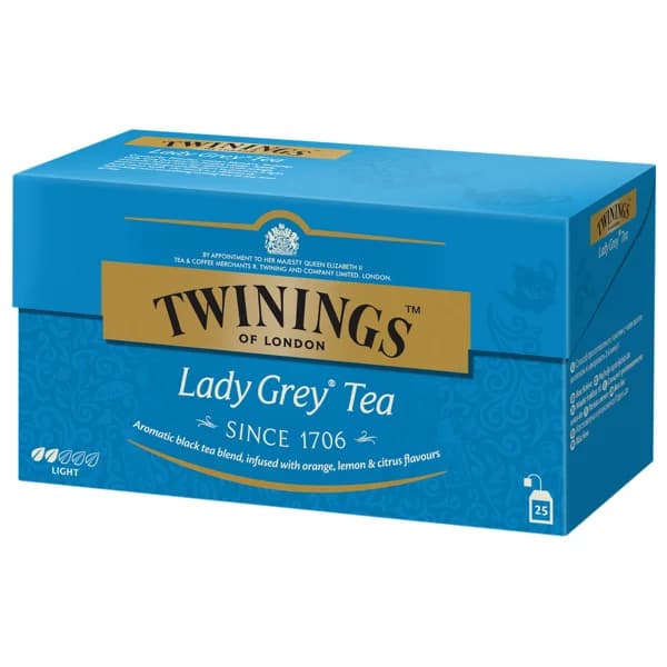 TWININGS Té Lady Grey (Té negro, cáscara de naranja y limón y aroma de cítricos) 25 uds. 50 g. - 0.05 kg - Imagen del producto en Findit