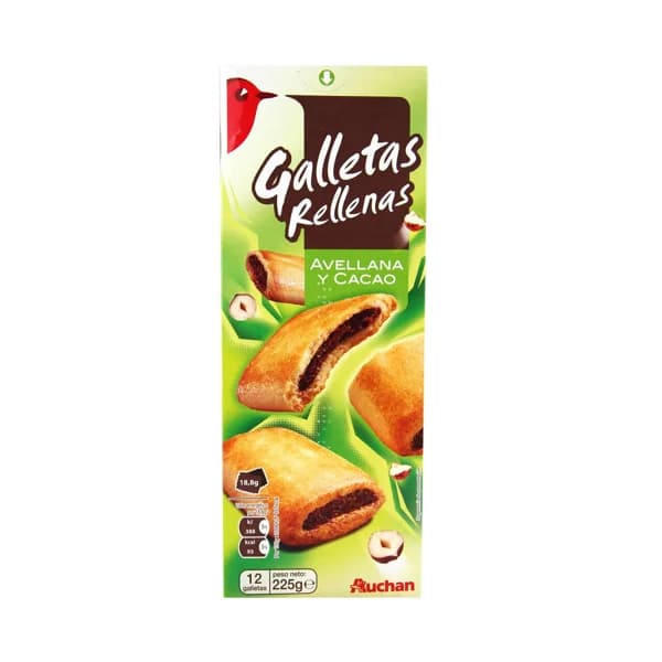 PRODUCTO ALCAMPO Galletas rellenas de crema de avellana y cacao 225 g. - 0.23 kg - Imagen del producto en Findit