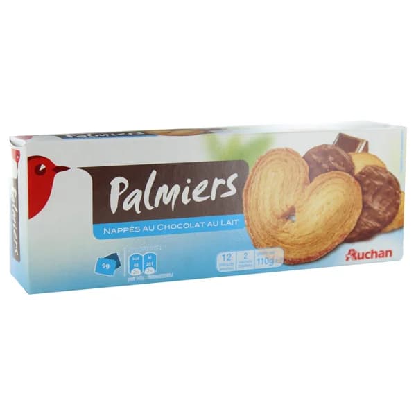 PRODUCTO ALCAMPO Palmeras de hojaldre cubiertas de chocolate con leche 110 g. - 0.11 kg - Imagen del producto en Findit