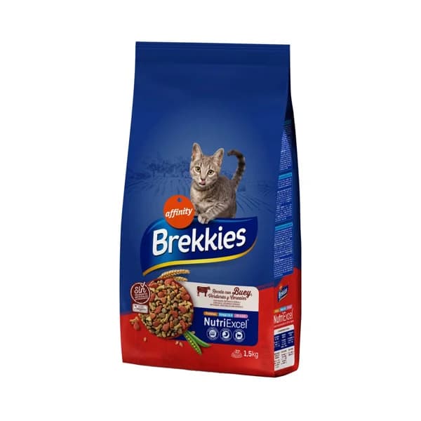Pienso para gatos mix a base de buey, ternera y verduras BREKKIES 1,5 kg. - 1.5 kg - Imagen del producto en Findit