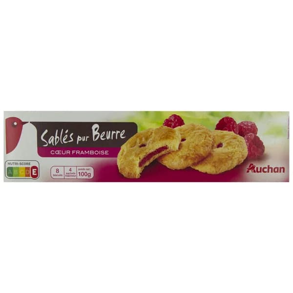 PRODUCTO ALCAMPO Galletas de mantequilla rellenas de frambuesa 100 g. - 0.1 kg - Imagen del producto en Findit