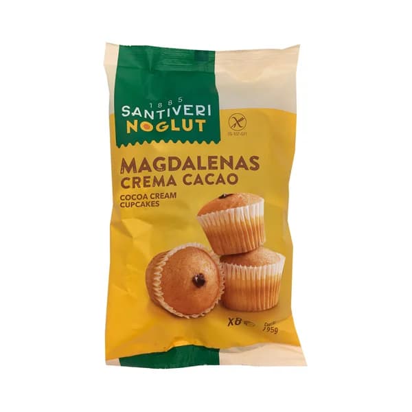 NOGLUT Magdalenas rellenas de crema de cacao sin gluten NOGLUT SANTIVERI 195 g. - 0.2 kg - Imagen del producto en Findit
