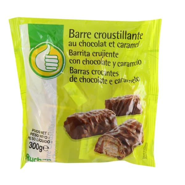 PRODUCTO ECONÓMICO ALCAMPO Barritas crujientes con chocolate y caramelo 300 g. - 0.3 kg - Imagen del producto en Findit