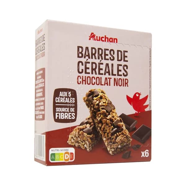 PRODUCTO ALCAMPO Cereales en barrita con chocolate negro PRODUCTO ALCAMPO CROUSTY barrita de 21 gr, pack de 6 uds. - 0.13 kg - Imagen del producto en Findit