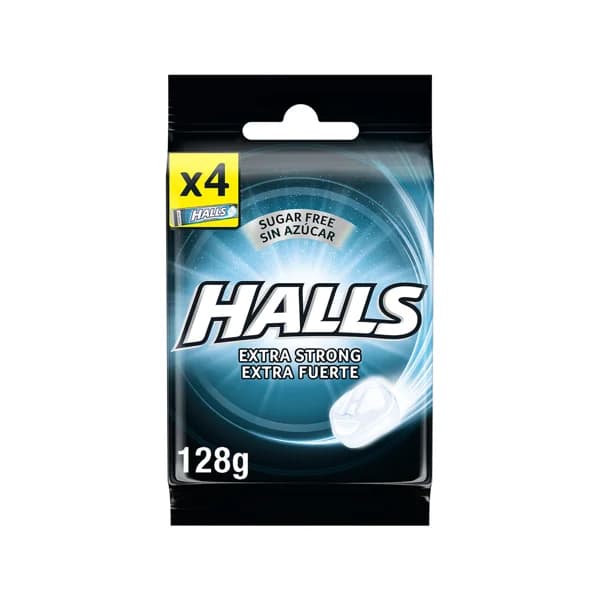 HALLS Caramelos extra fuerte sin azúcares añadidos, 4 uds. HALLS 128 g. - 0.13 kg - Imagen del producto en Findit