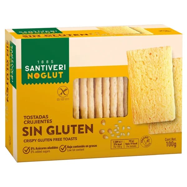 SANTIVERI Tostadas ligeras, sin gluten, SANTIVERI NOGLUT, 100 g. - 0.11 kg - Imagen del producto en Findit