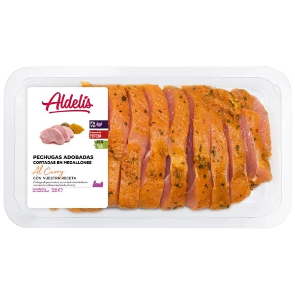 Bandeja con medallones marinados al curry de pechuga de pavo ALDELÍS - 1 ud - Imagen del producto en Findit