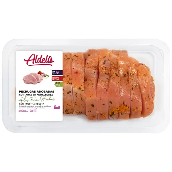 Bandeja con medallones marinados a las finas hierbas de pechuga de pavo ALDELÍS - 1 ud - Imagen del producto en Findit