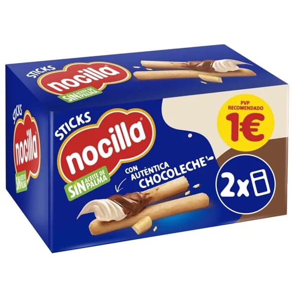 Crema de cacao y avellanas, dos sabores, con sticks NOCILLA pack de 2 uds. 30 g. - 0.07 kg - Imagen del producto en Findit
