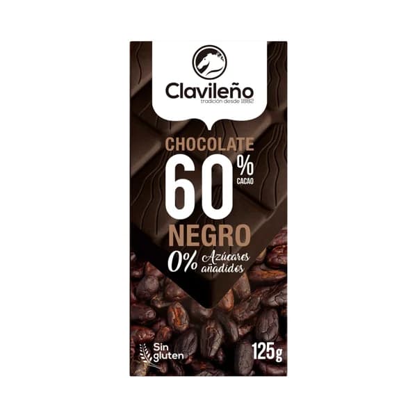 CLAVILEÑO Chocolate extrafino negro sin azúcares añadidos 125 g. - 0.1 kg - Imagen del producto en Findit