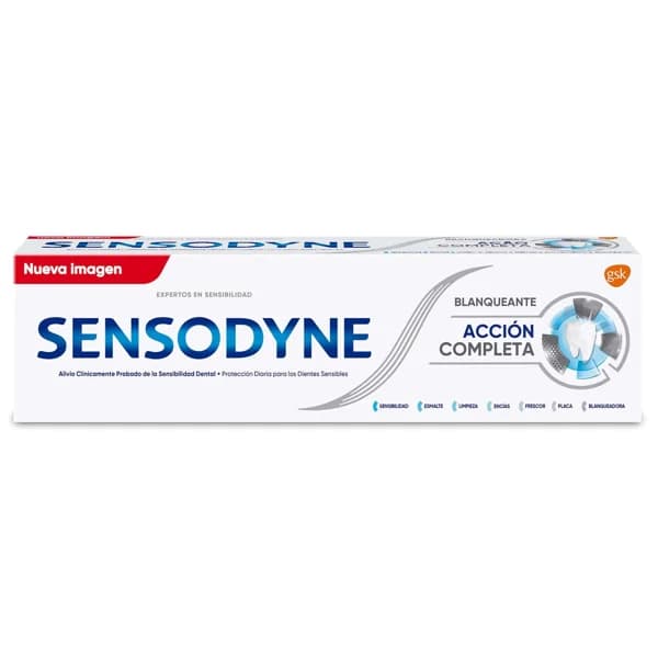 SENSODYNE Pasta de dientes con flúor y acción blanqueante, especial dientes sensibles SENSODYNE Acción completa 75 ml. - 0.08 l - Imagen del producto en Findit