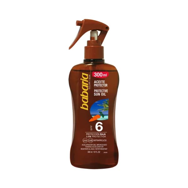 BABARIA Aceite solar en spray, con acción protectora y aceleradora del bronceado y FPS 6 (bajo) BABARIA 200 ml. - 0.3 l - Imagen del producto en Findit