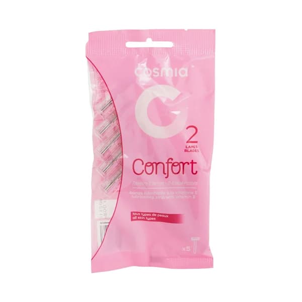 COSMIA Cuchillas desechables con cabezal de 2 hojas, para todo tipo de pieles COSMIA Comfort 5 uds. - 1 ud - Imagen del producto en Findit
