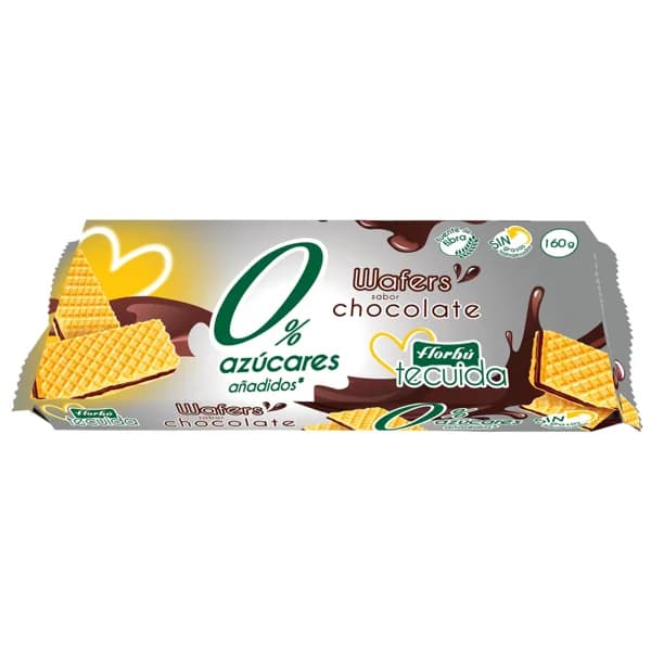 FLORBÚ Te cuiida Galletas barquillo con relleno de chocolate sin grasas hidrogenadas 160g. - 0.15 kg - Imagen del producto en Findit