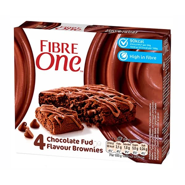 FIBRE ONE Barritas de bizcocho de chocolate con chips de chocolate FIBRE 5 uds. x 24 g. - 0.1 kg - Imagen del producto en Findit