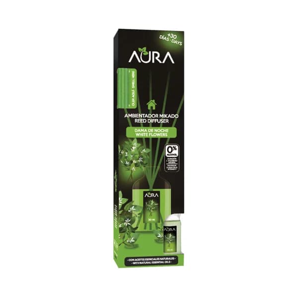 AURA Ambientador de varillas con aroma a dama de noche CRISTALINAS 30 ml. - 1 ud - Imagen del producto en Findit