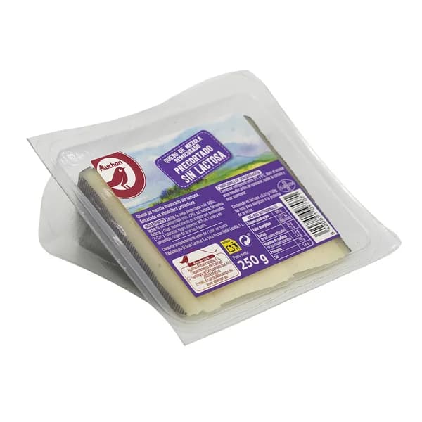 AUCHAN Queso mezcla semicurado, precortado ,sin lactosa 250 g. Producto Alcampo - 0.25 kg - Imagen del producto en Findit