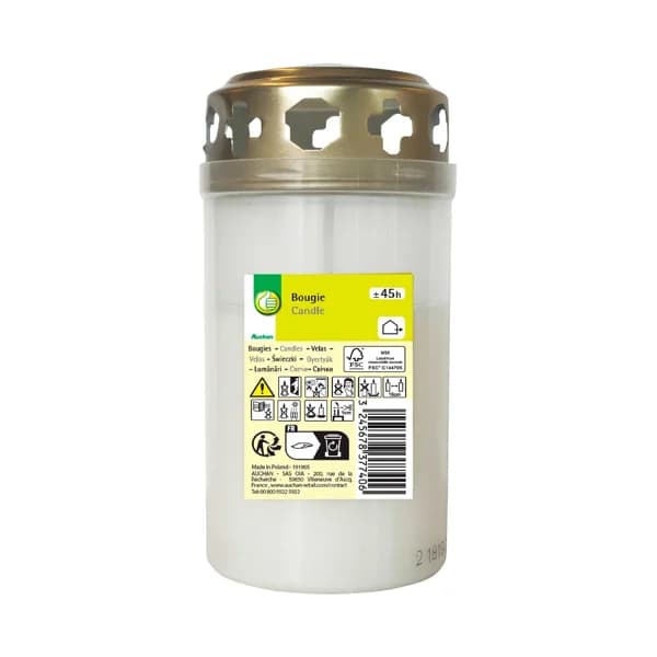 Vela cementerio de color blanca con tapa, PRODUCTO ECONÓMICO ALCAMPO. - 1 ud - Imagen del producto en Findit