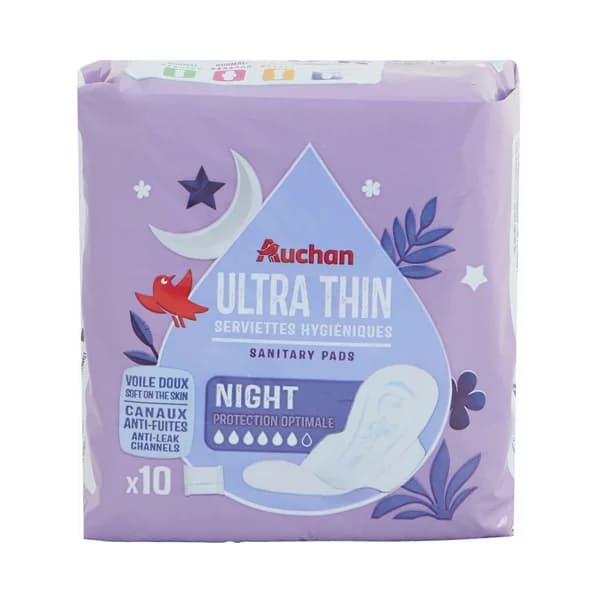 PRODUCTO ALCAMPO Compresas de noche ultrafinas y con alas PRODUCTO ALCAMPO 10 uds. - 1 ud - Imagen del producto en Findit