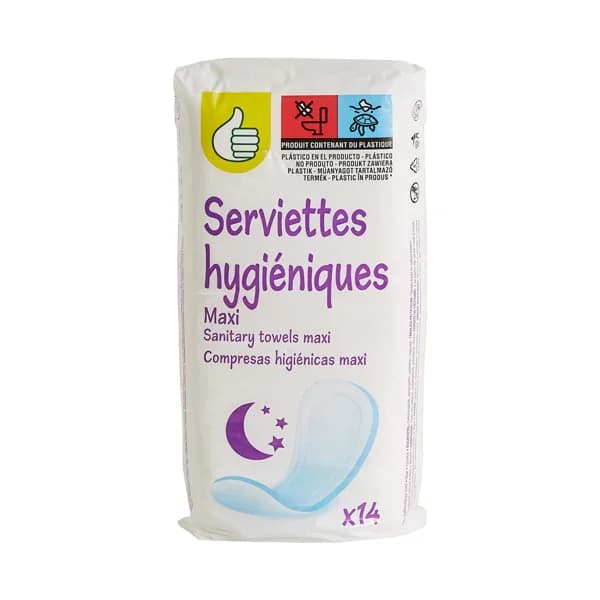 PRODUCTO ECONÓMICO ALCAMPO Compresas higiénicas de noche maxi 14 uds. - 1 ud - Imagen del producto en Findit
