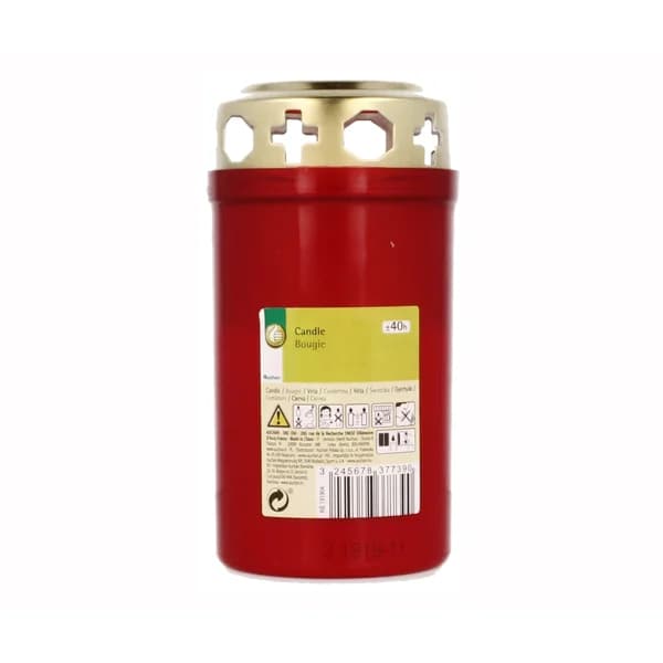 Vela cementerio de color rojo con tapa, PRODUCTO ECONÓMICO ALCAMPO. - 1 ud - Imagen del producto en Findit