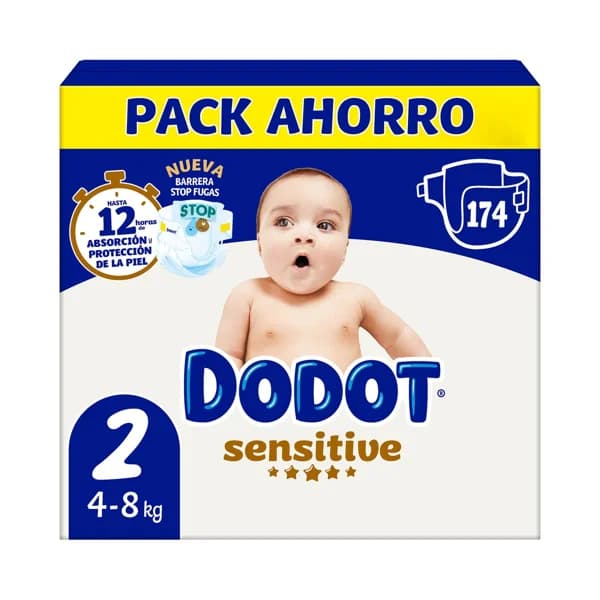 DODOT Sensitive Pañales talla 2 (4-8 kg) 174 uds. - 1 ud - Imagen del producto en Findit