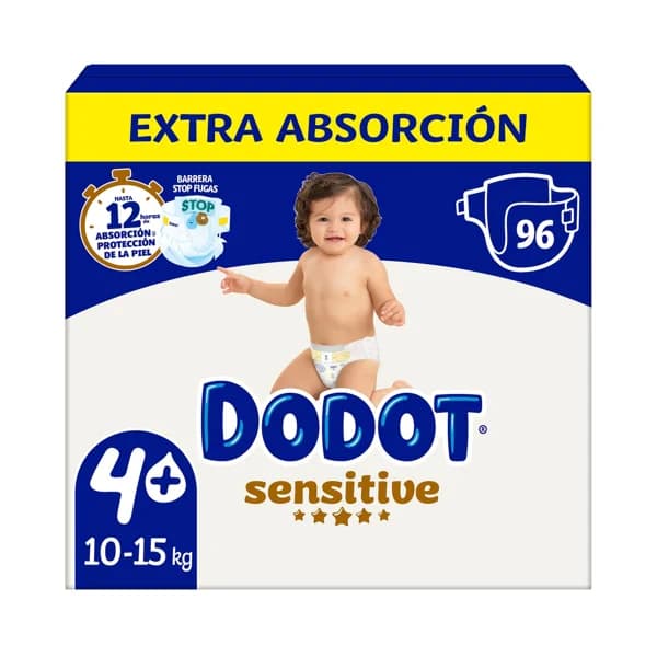 DODOT Sensitive Pañales talla 4+ (10-15 kg) 96 uds. - 1 ud - Imagen del producto en Findit