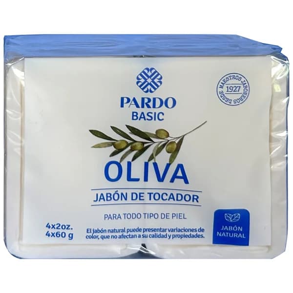 PARDO Basic Pastillas de jabón de tocador con oliva, para todo tipo de pieles 4 x 60 g. - 0.24 kg - Imagen del producto en Findit