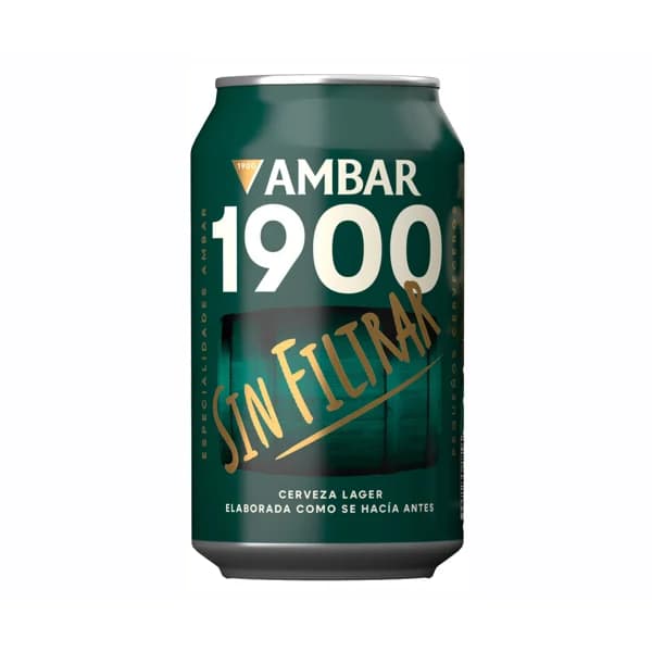 AMBAR Lata de cerveza 1900 sin filtrar 33 cl - 0.33 l - Imagen del producto en Findit
