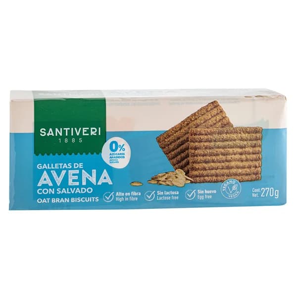 SANTIVERI Galletas de avena con salvado SANTIVERI 270 g. - 0.27 kg - Imagen del producto en Findit