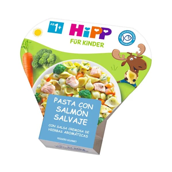 HIPP Bio Pasta con salmón salvaje y salsa cremosa de hierbas aromáticas, a partir de 1 año 250 g. - 0.25 kg - Imagen del producto en Findit