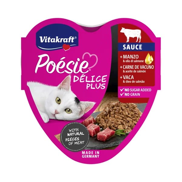 VITAKRAF Poésie Alimentación húmeda para gatos en tarrina con sabor a ternera delice  85 g - 0.09 kg - Imagen del producto en Findit