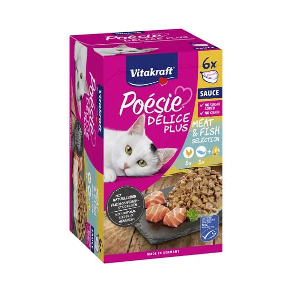 VITAKRAFT Poésie Alimentación húmeda para gatos en tarrinas con sabor a pollo y salmón  6 uds 85 g - 0.51 kg - Imagen del producto en Findit