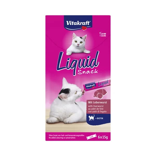 VITAKRAFT Liquid snak, Snack para gatos líquido con sabor a pate con boitina 6 uds 90 g - 0.09 kg - Imagen del producto en Findit