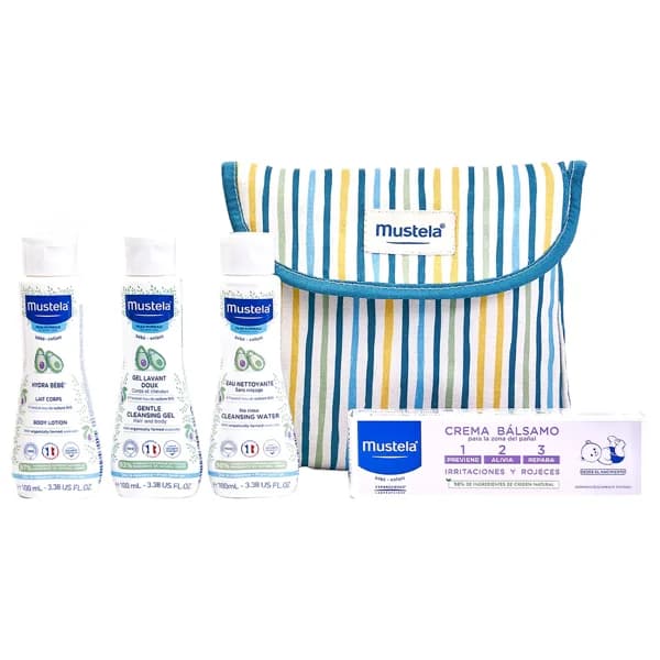 MUSTELA Little moments rayas Neceser con productos para el cuidado del bebé. - 1 ud - Imagen del producto en Findit