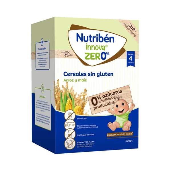 NUTRIBÉN Innova zero% Papilla en polvo con arroz y maíz, sin gluten a partir de 4 meses 500 g. - 0.5 kg - Imagen del producto en Findit