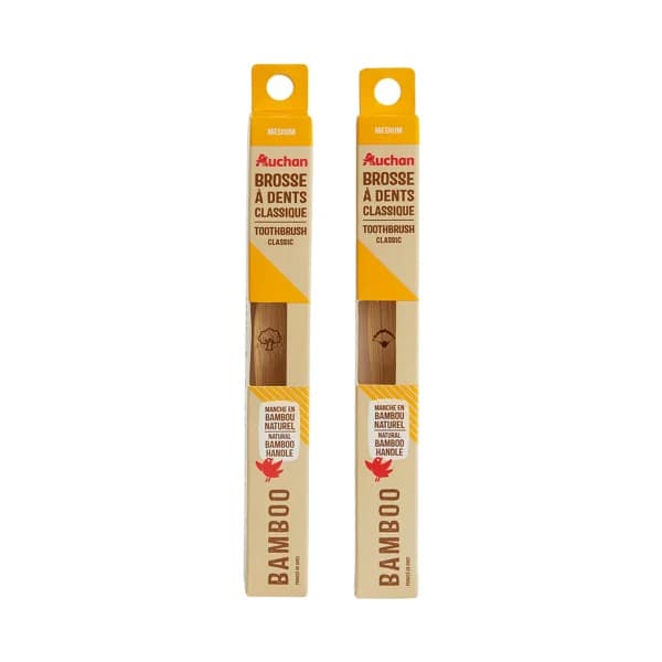 PRODUCTO ALCAMPO Cepillo de dientes clásico con mango de bambú natural y filamentos de dureza media. - 1 ud - Imagen del producto en Findit