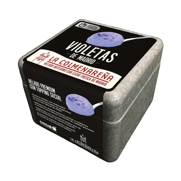 LA COLMENAREÑA Tarrina de helado artesano de violetas, elaborado con leche fresca de Madrid 500 ml. - 0.5 l - Imagen del producto en Findit