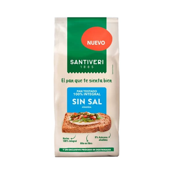 SANTIVERI Pan tostado 100% integral sin sal 200g. - 0.2 kg - Imagen del producto en Findit