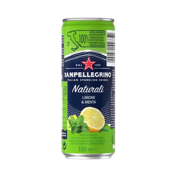 SANPELLEGRINO Agua con gas mineral sabor limón y menta 330 ml. - 0.33 l - Imagen del producto en Findit